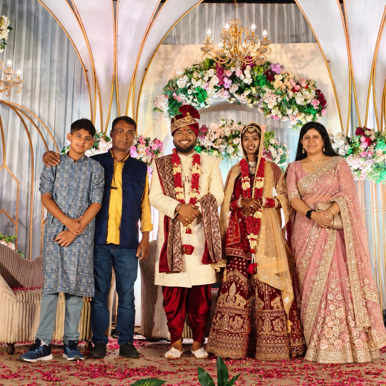 Second Couple celebrating with family at their wedding